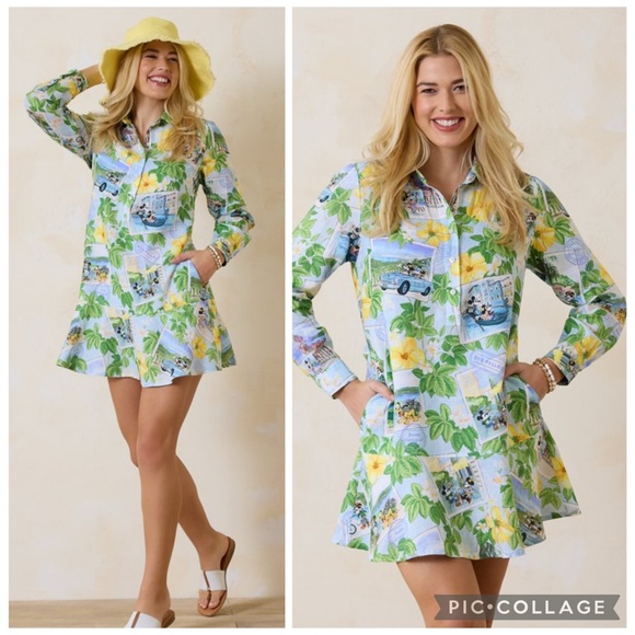 Tommy Bahama Dresses & Skirts - Tommy Bahama x Disney Coastalina 100% Linen Postcard to Paradise Dress size M